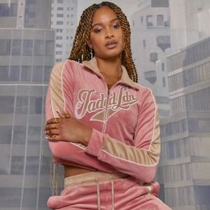 Jadedldn pink velour tracksuit
